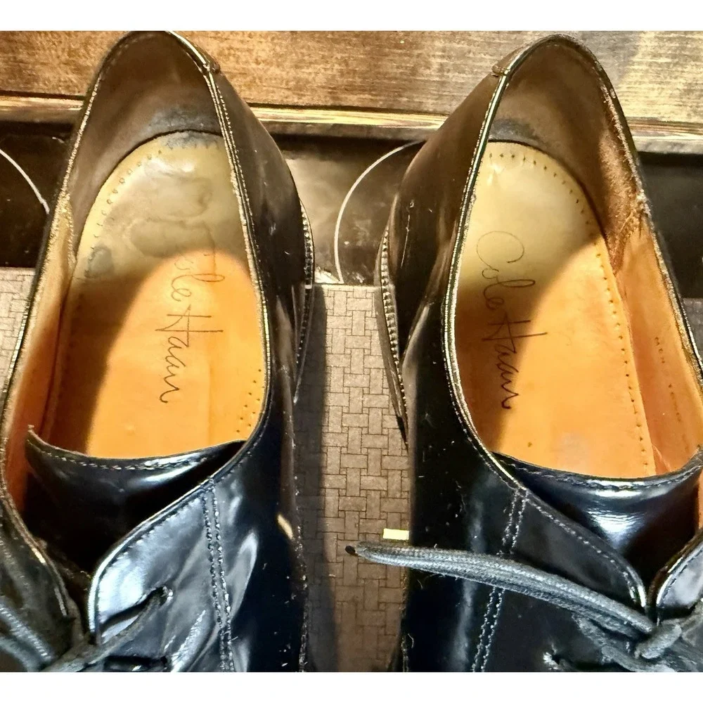 Vintage Cole Haan Black Leather Split Toe Oxford Dress Shoes 10-1/2D Made in USA